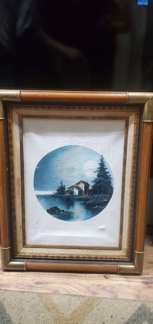 Water Wheel House Canvas Framed Painting