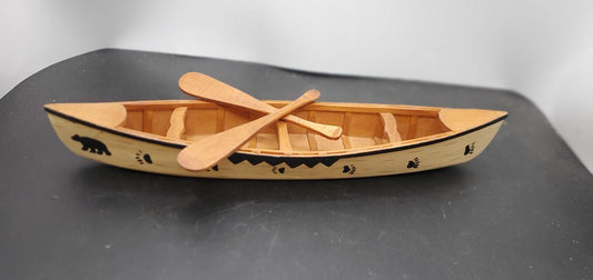Canoe Toy with Oars and Painted Bear and Paw Prints