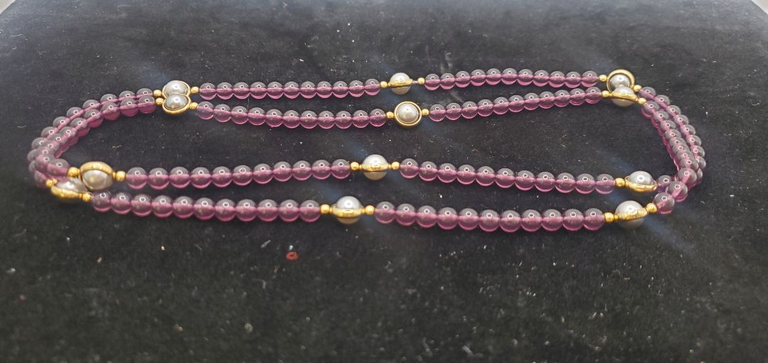 AVON Saturn Inspired Purple Beaded Necklace