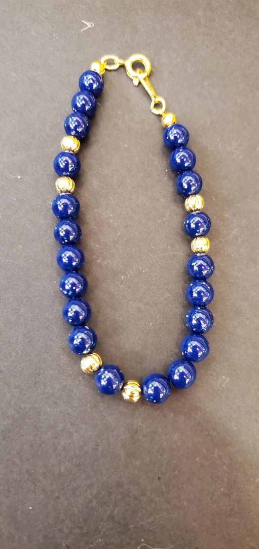 Faux Lapis Round Bead Bracelet