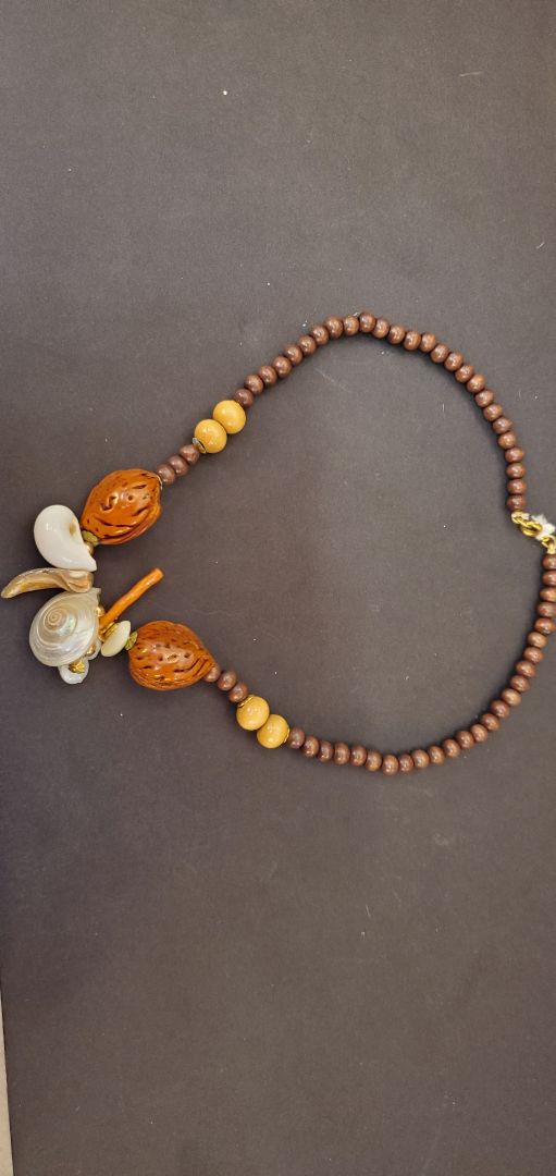 Snail Shell and Seed Necklace