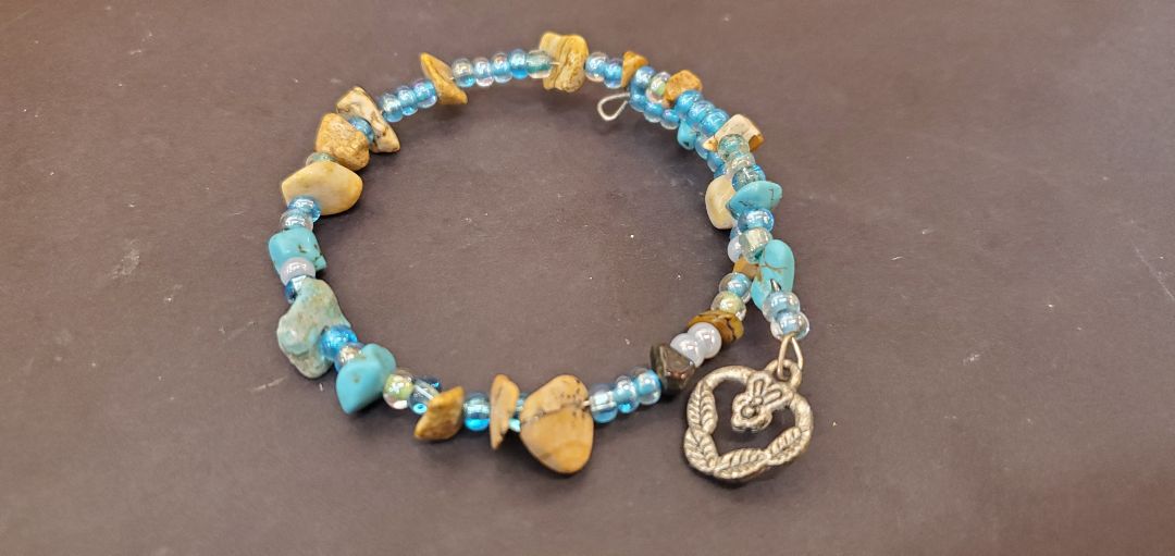 Turquoise and Jasper Wrap Bracelet