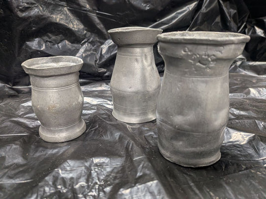 3 Pewter measure cups