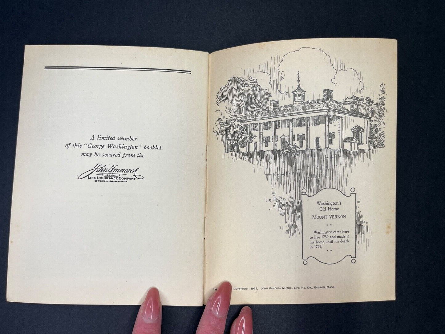 Vintage "George Washington" John Hancock Life Insurance Ad Book