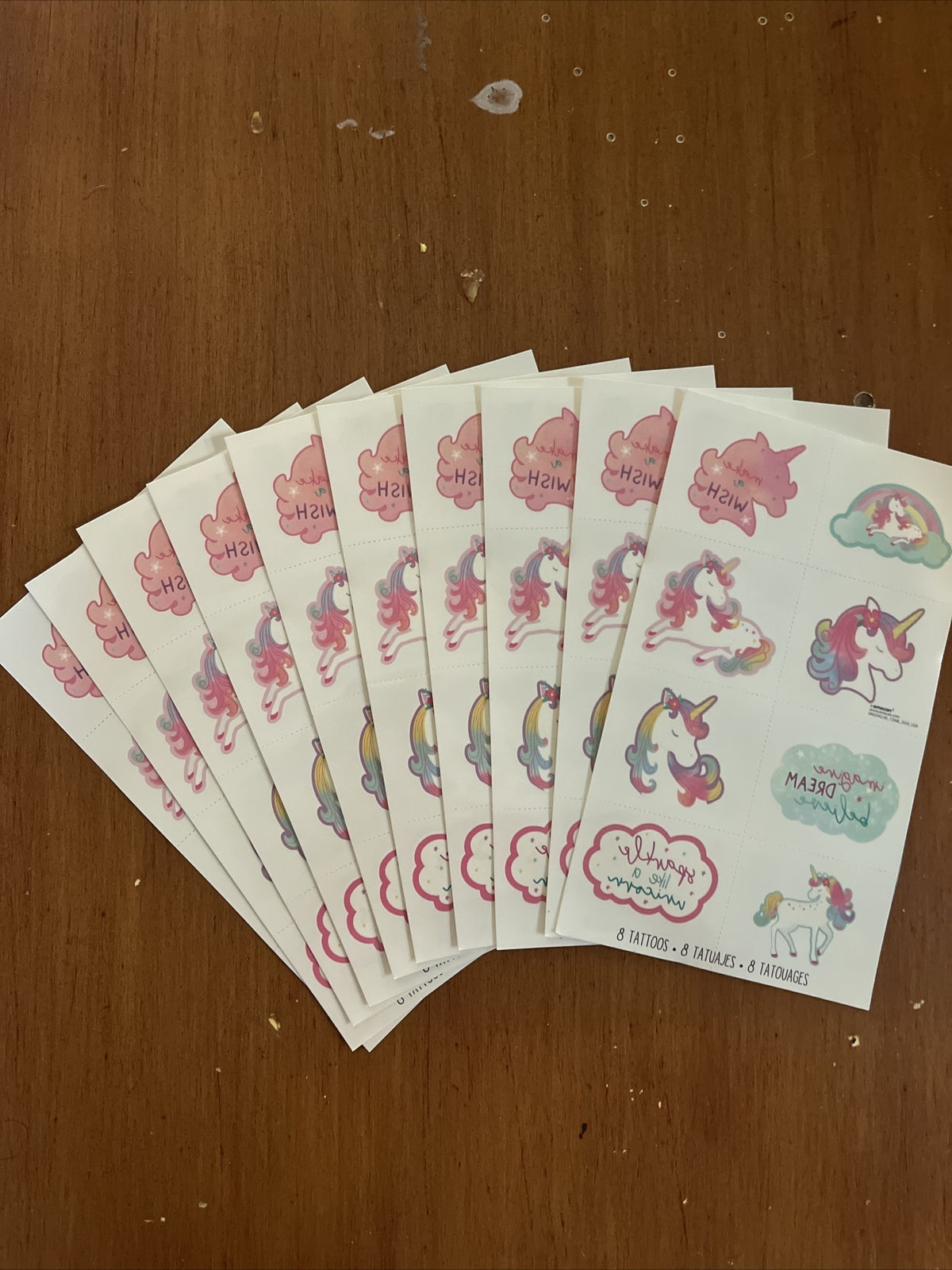 10 X Unicon Kids Cartoon Waterproof Body Temporary Tattoos Stickers US