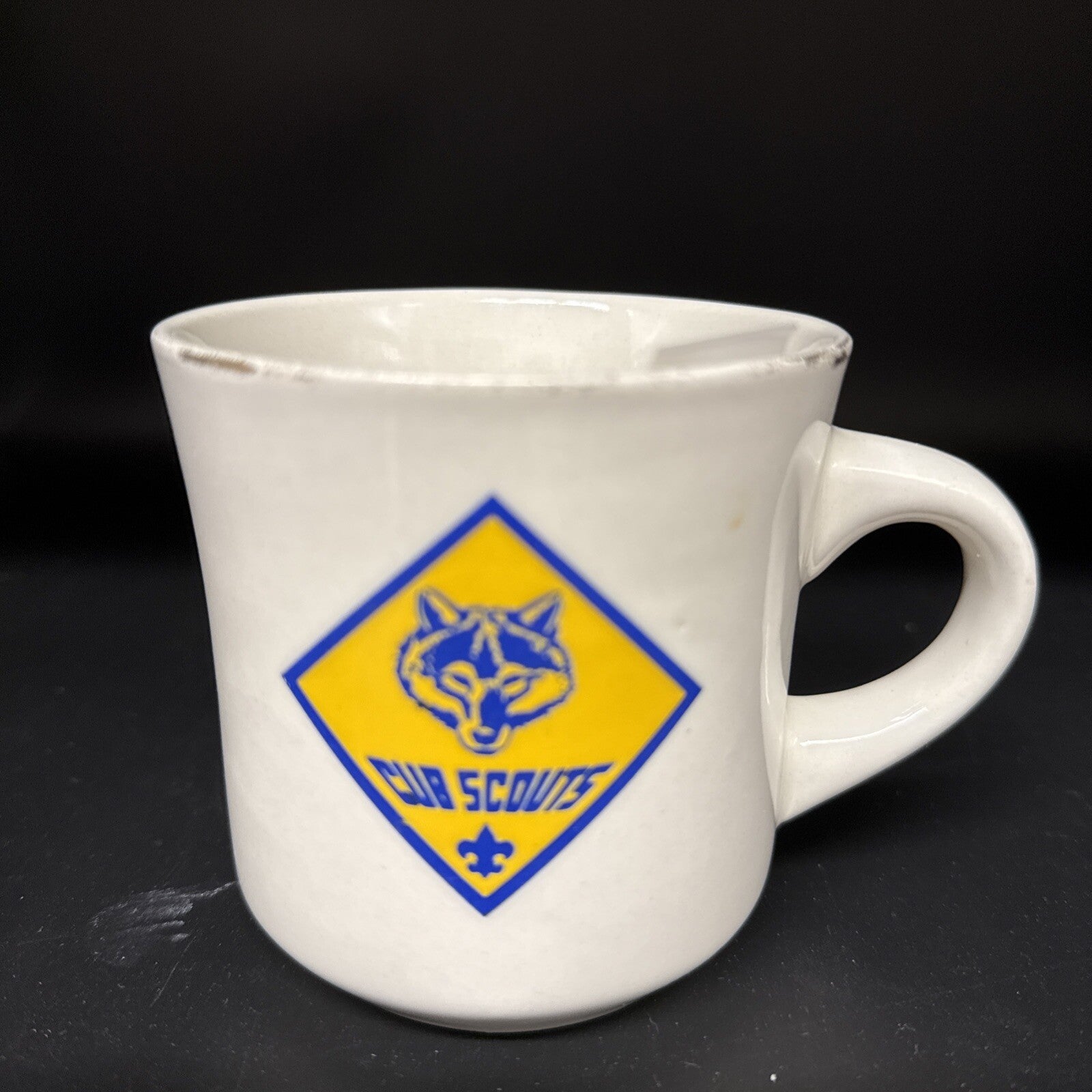 Vintage BSA Boy Scouts of America Cub Scouts Ceramic Gold Rim Coffee Diner Mug