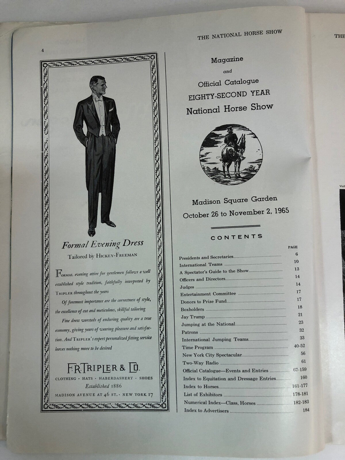 National Horse Show 1883-1965 Eighty Second Year Official Magazine 