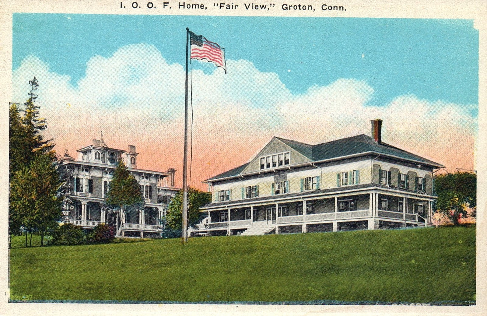 I.O.O.F. Home "Fair View" in Groton CT Connecticut Postcard