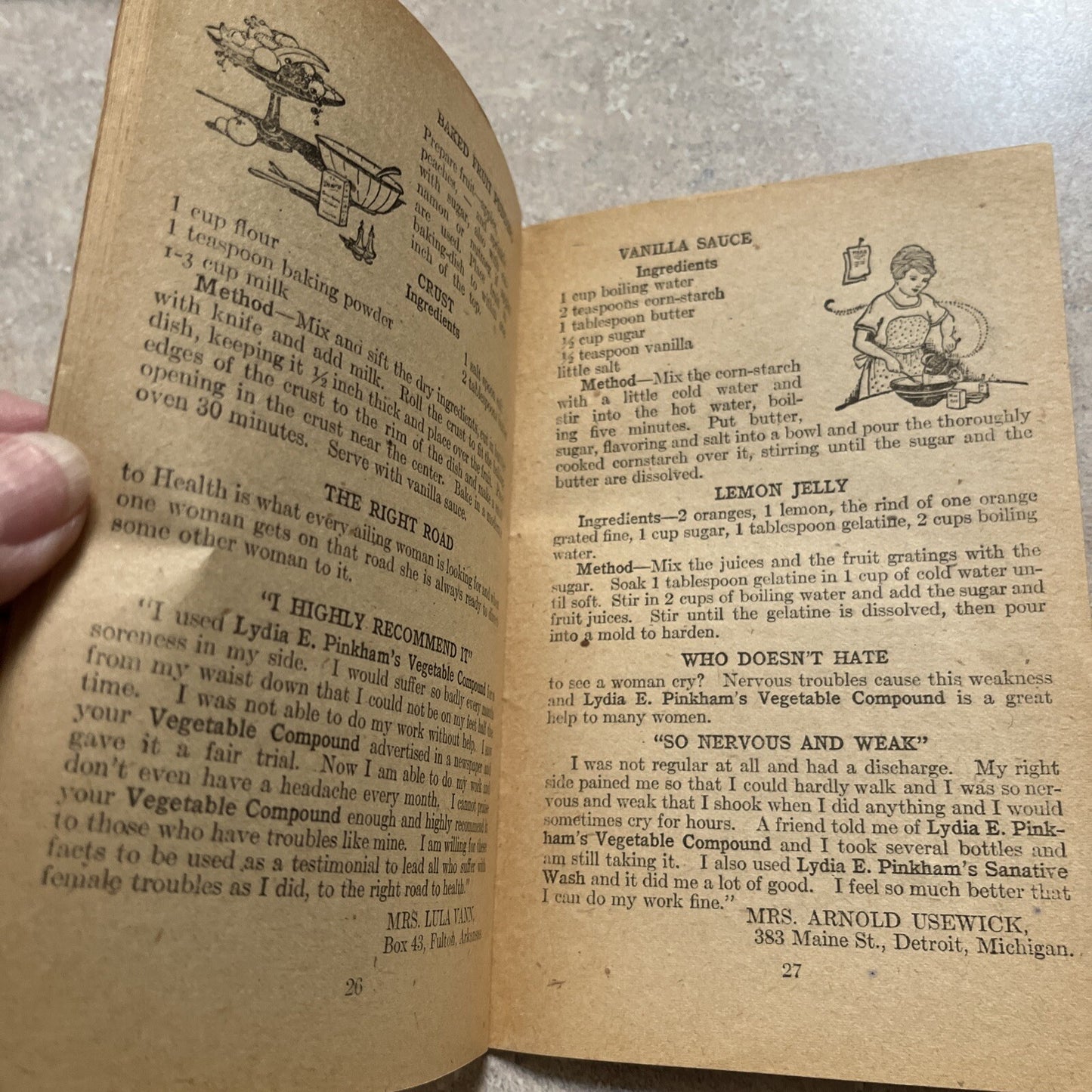 Vintage 1920s Lydia Pinkham Food Health Recipes Booklet Book 