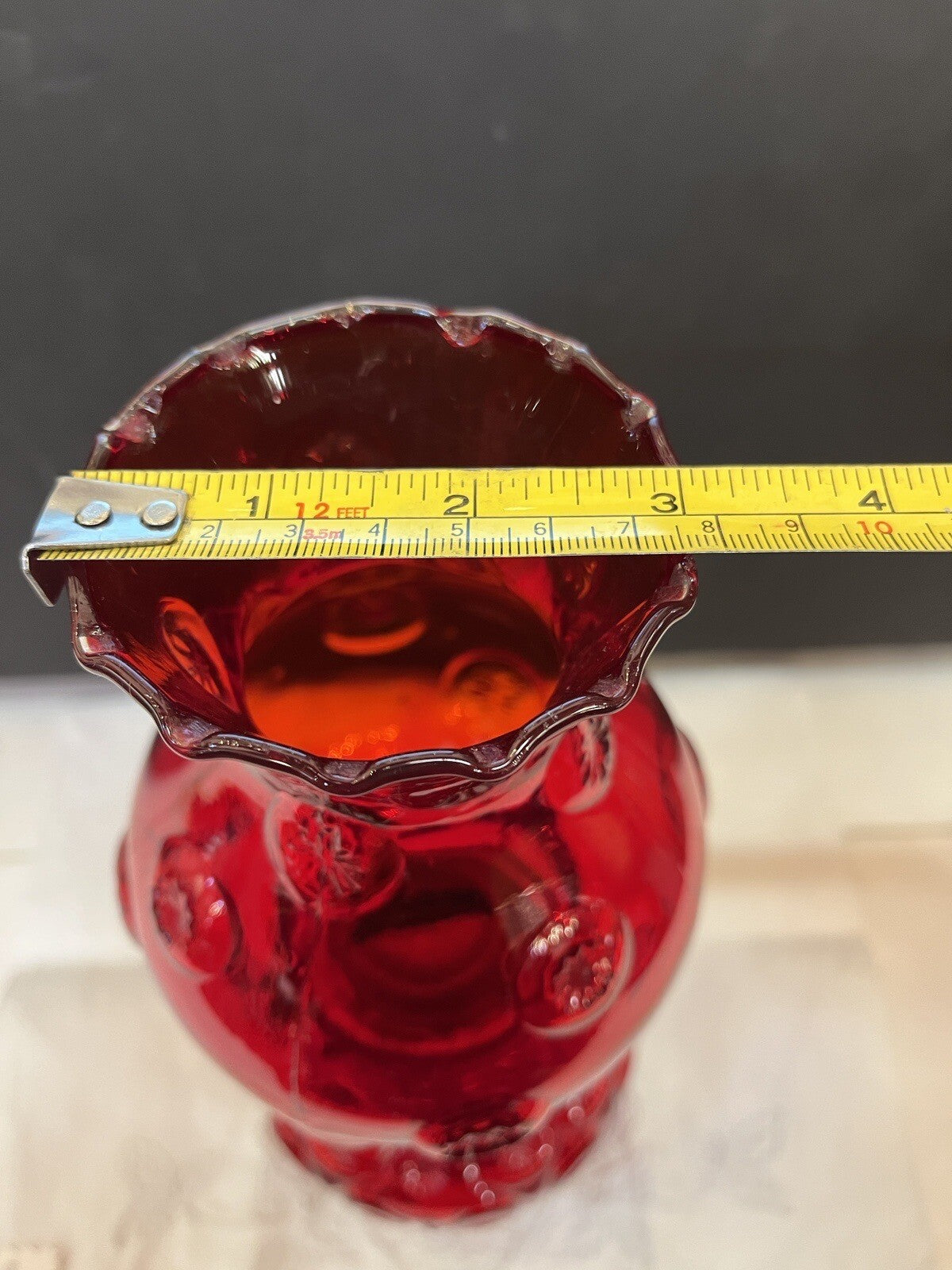 LE Smith Moon and Star Ruby Red Glass Oil Lamp