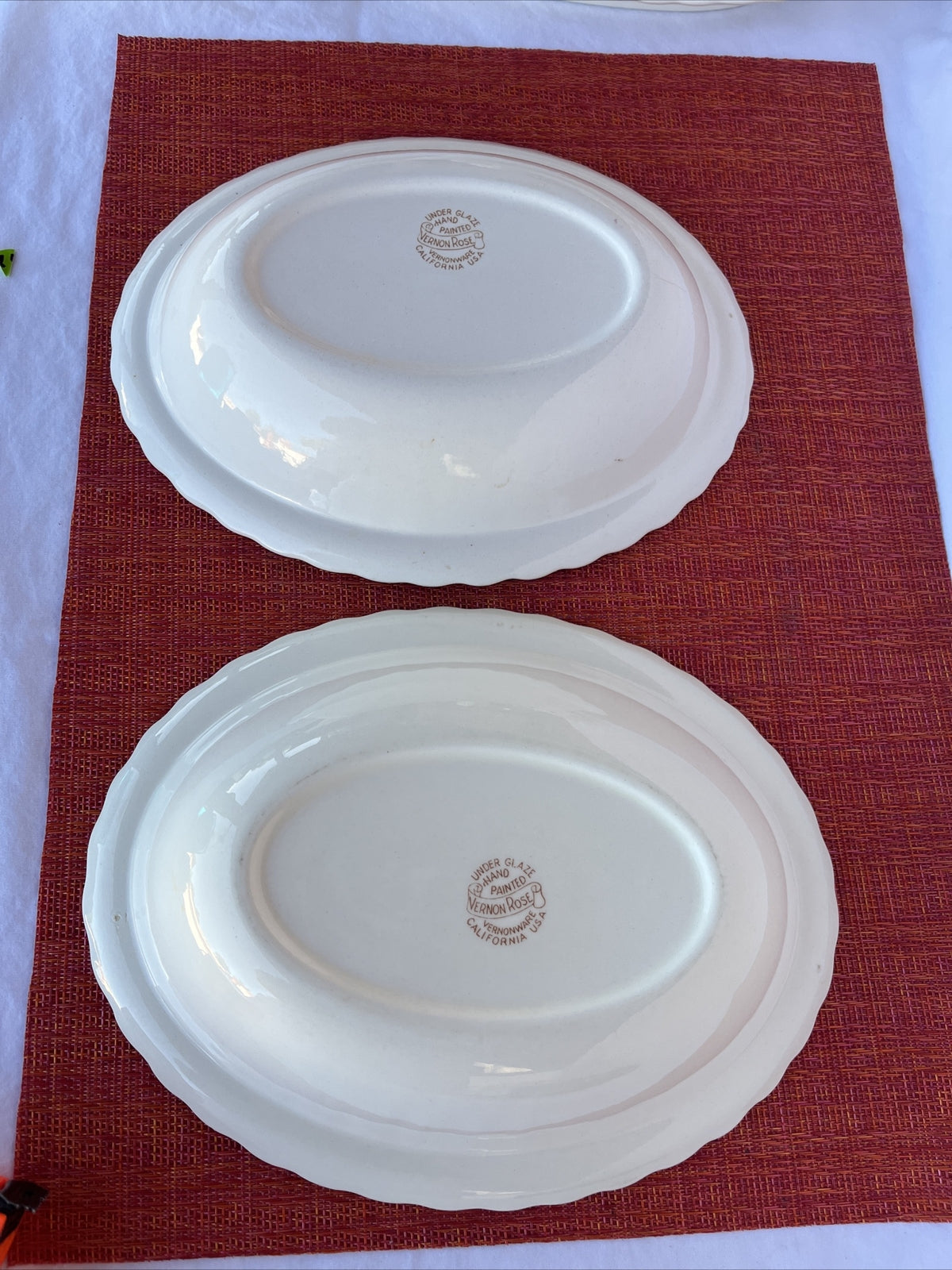 Vernonware Vernon Rose Yellow Oval Serving Bowls (2)