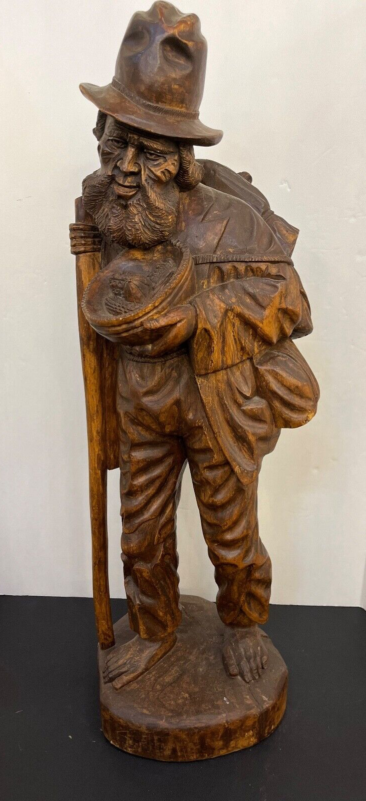 Vintage 1950's/60's Hand Carved Wooden Man "The Traveler"