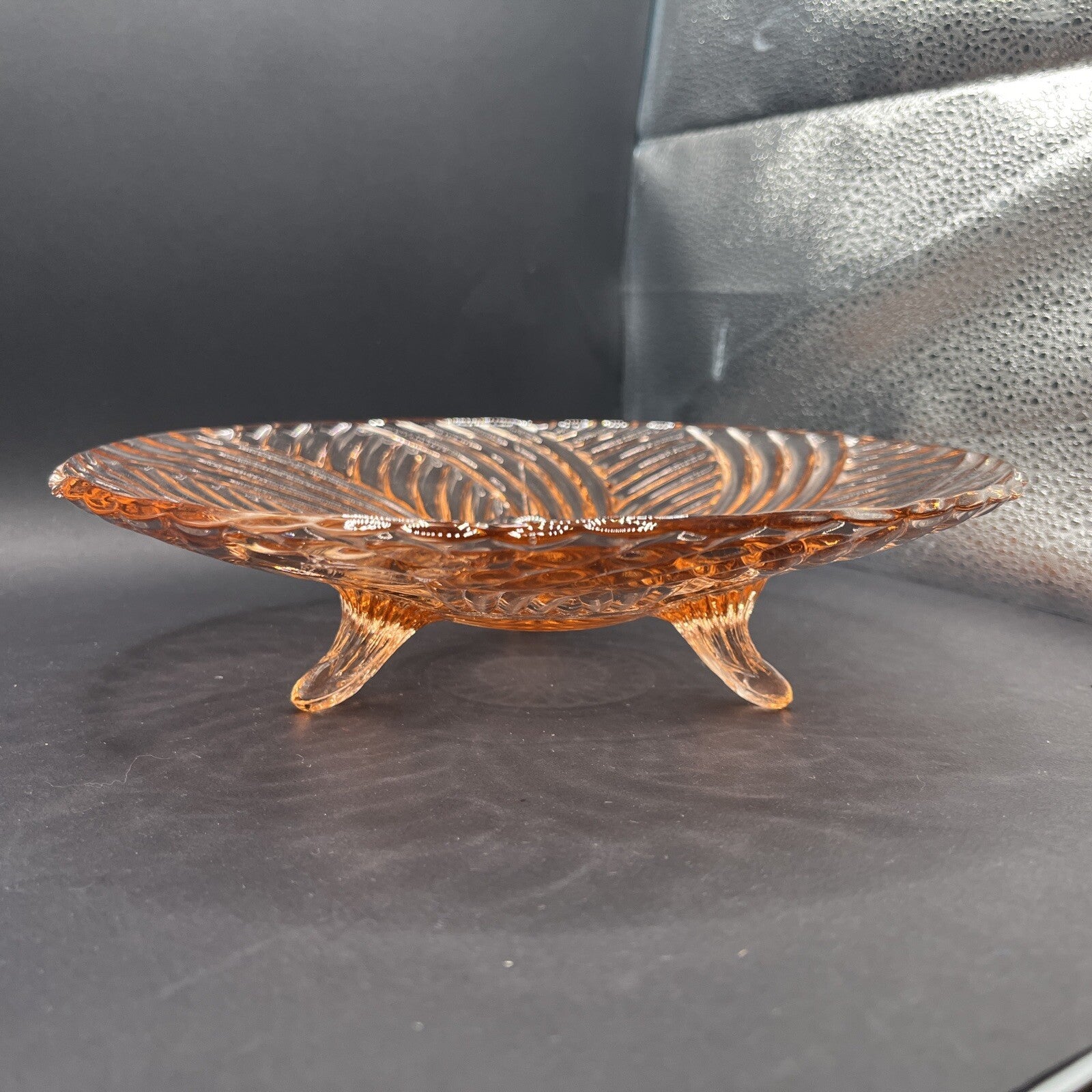 Anchor Hocking Prismatic Pink Depression Glass Footed Dish Swirl 1941 Vintage