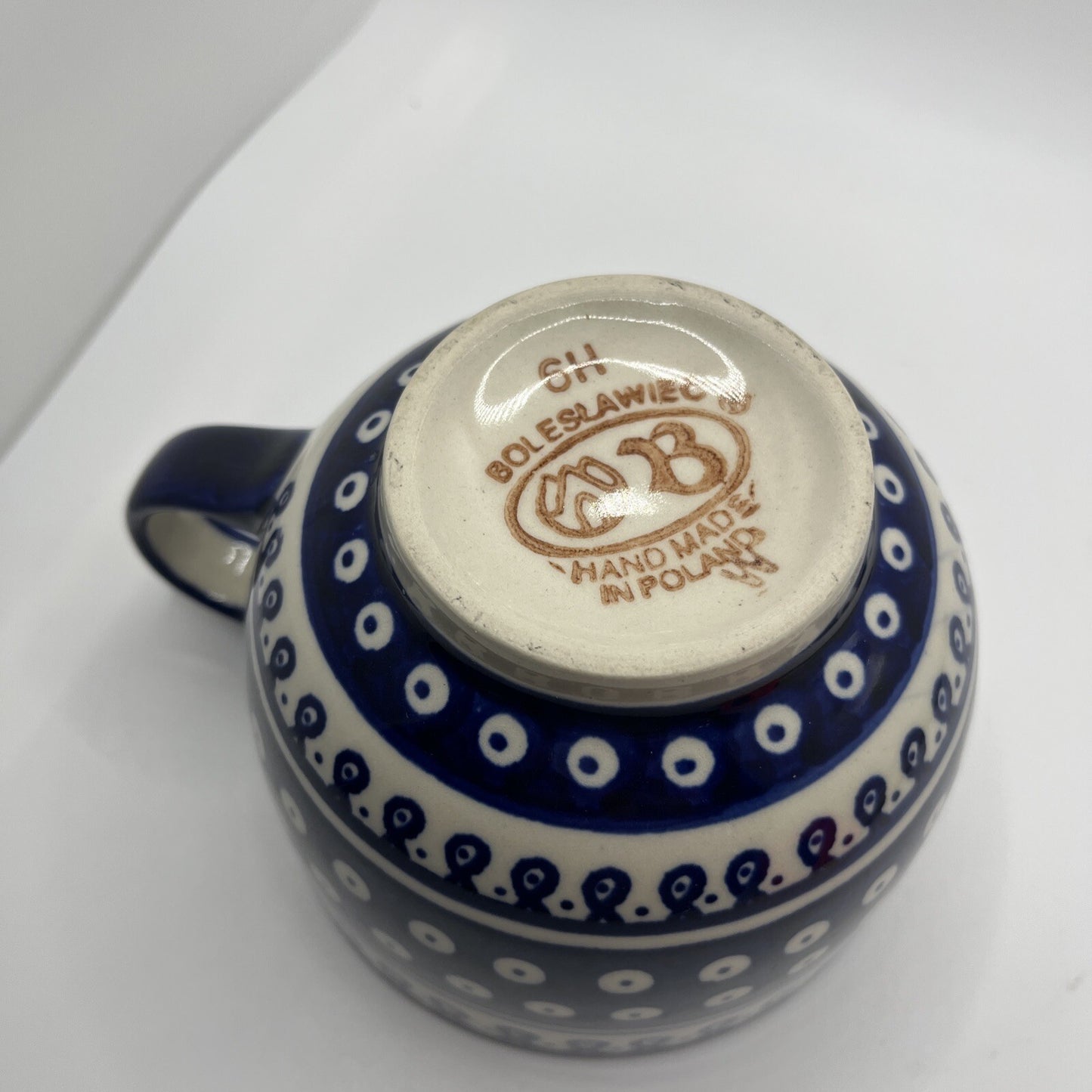 Polish Pottery Boleslawiec Large Blue Latte Cup Mug 18 Oz