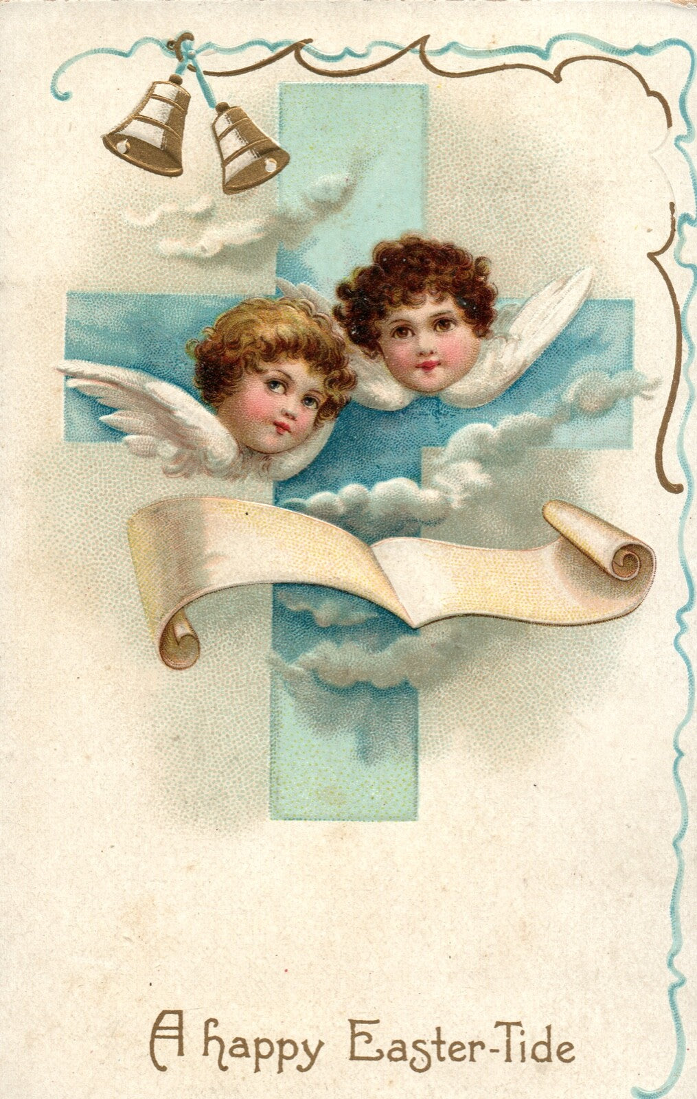 Bright Shining Star Surrounded By Angels In The Sky Happy Easter Postcard 