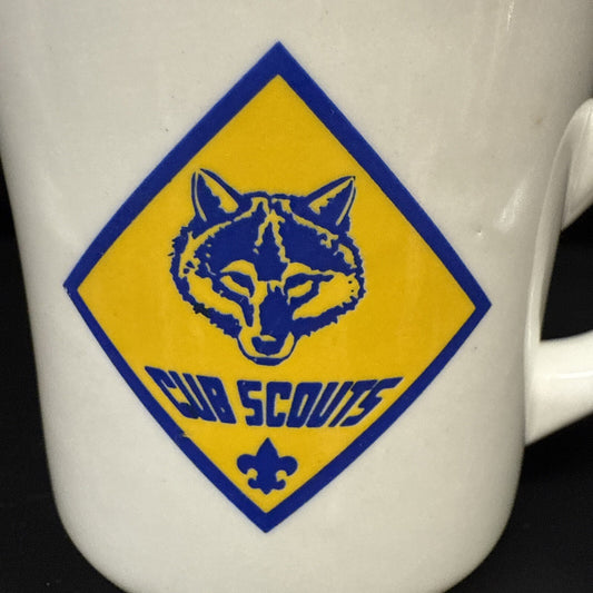 Vintage BSA Boy Scouts of America Cub Scouts Ceramic Gold Rim Coffee Diner Mug