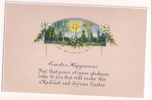 Pink Easter Happiness Cross Store Stock Near mint  Postcard