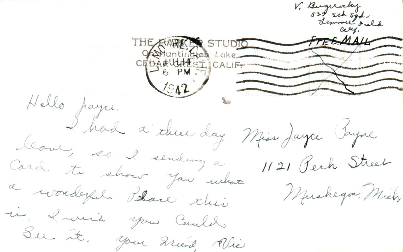 Real Photo of Hunting Lake with Boat Vintage California Postcard