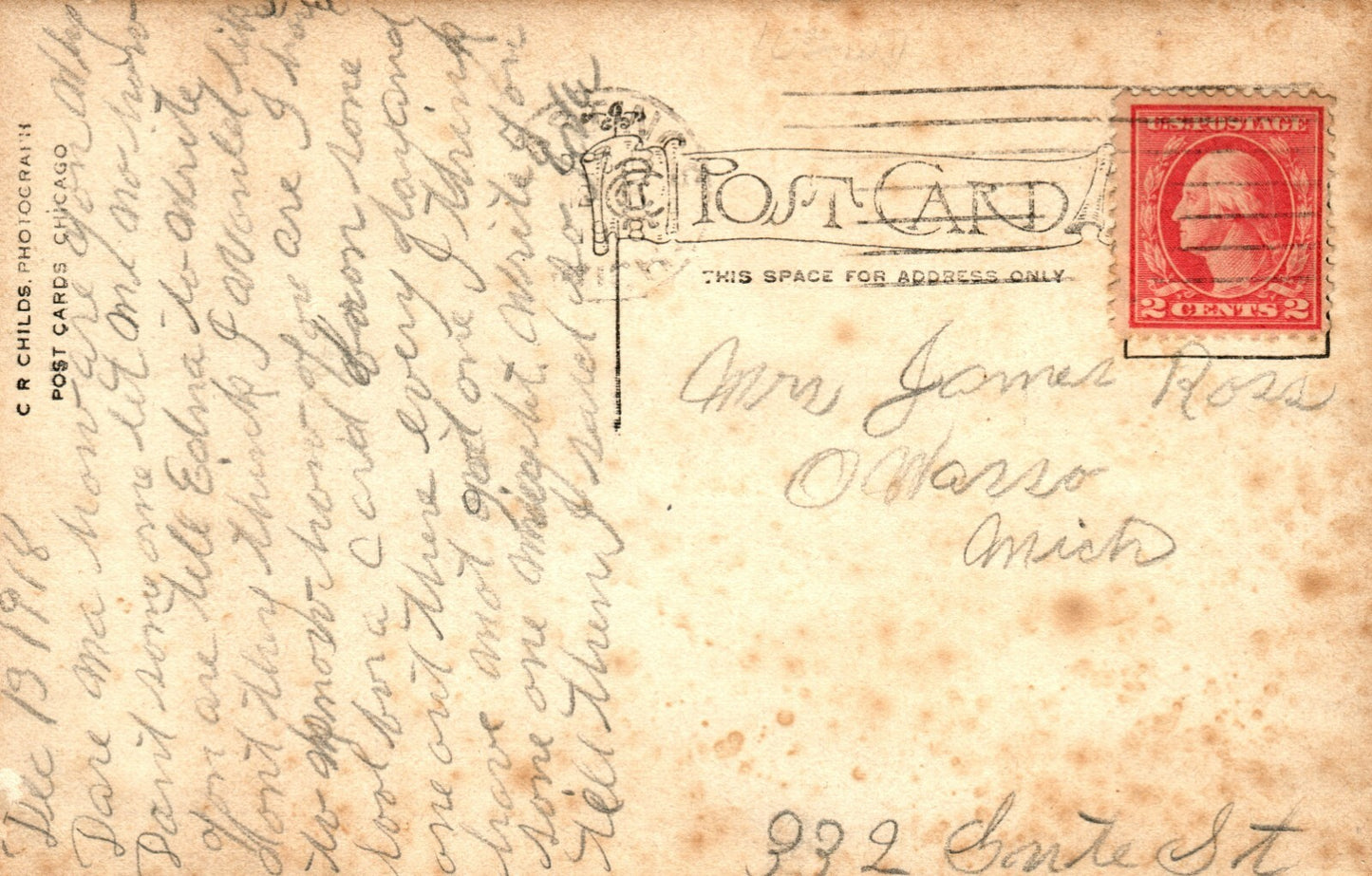 Real Photo City Hall and Soldiers Monument Hastings Michigan MI Postcard