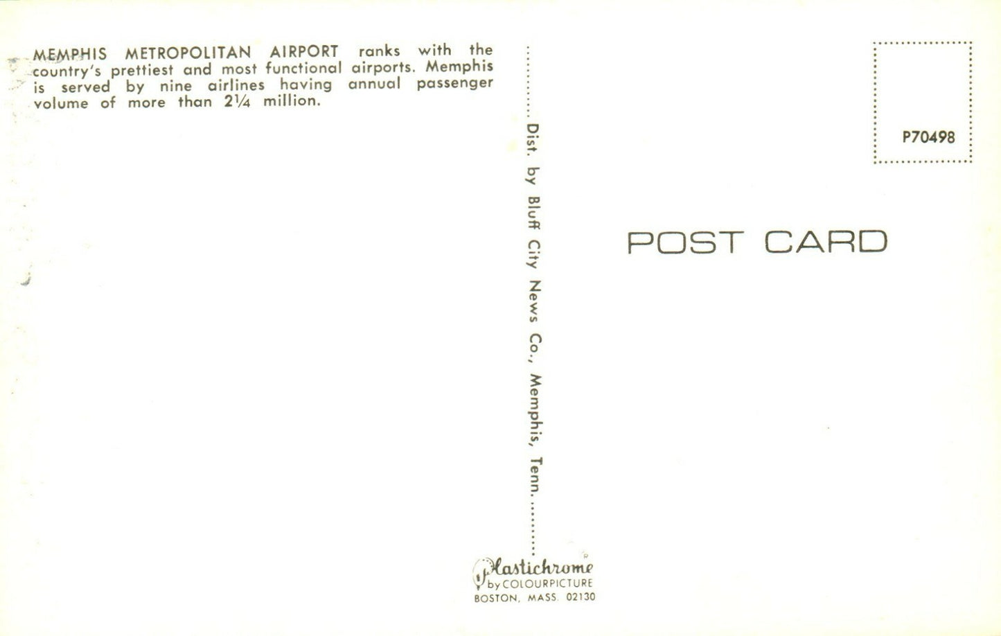 Memphis Metropolitan Airport   TN Tennessee Postcard