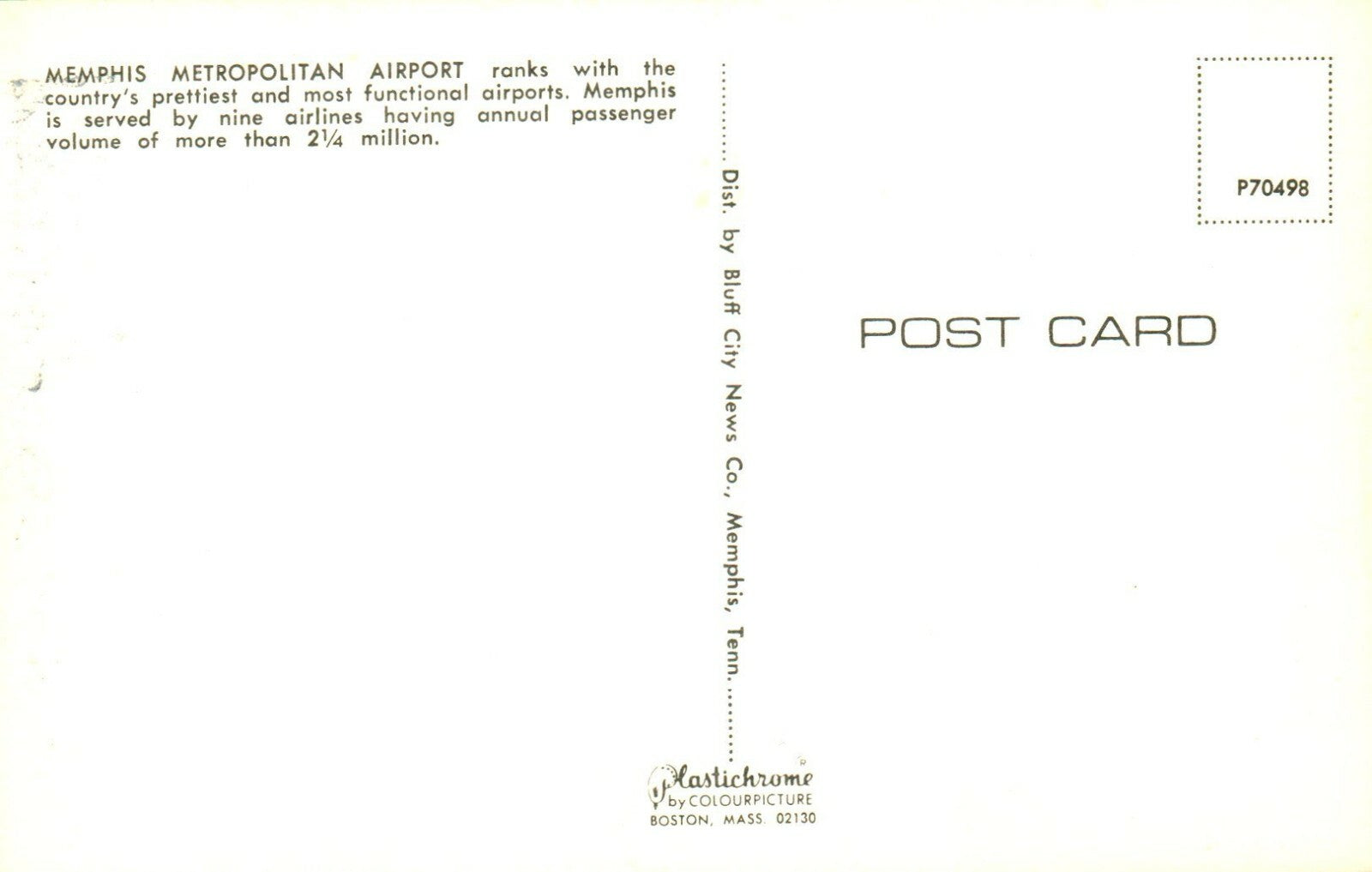 Memphis Metropolitan Airport   TN Tennessee Postcard