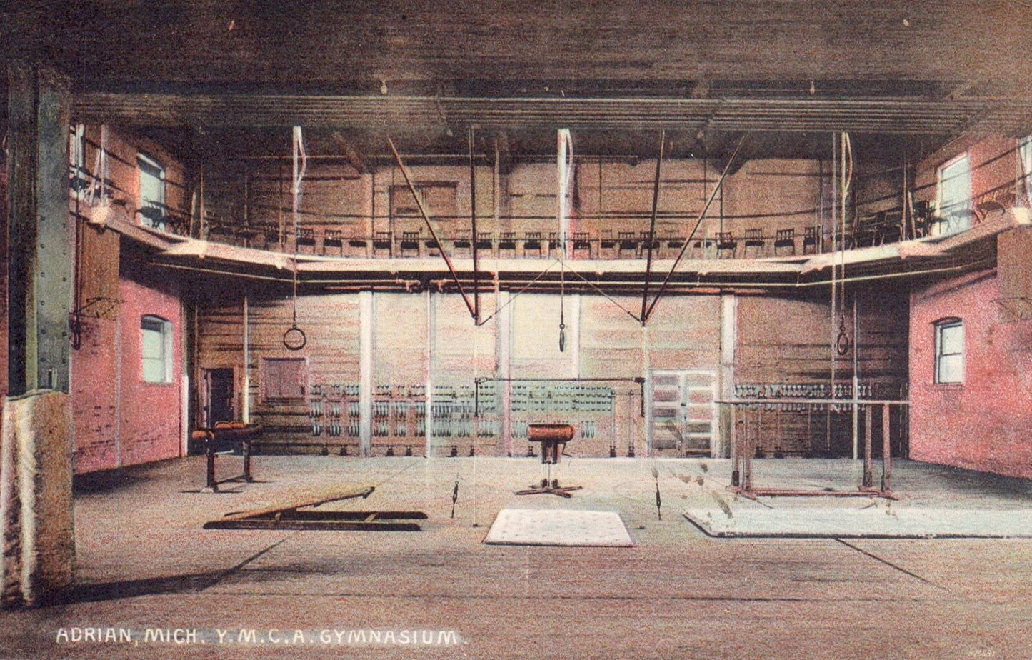 Interior View of YMCA Gymnasium in A Adrian Mich Michigan MI Postcard