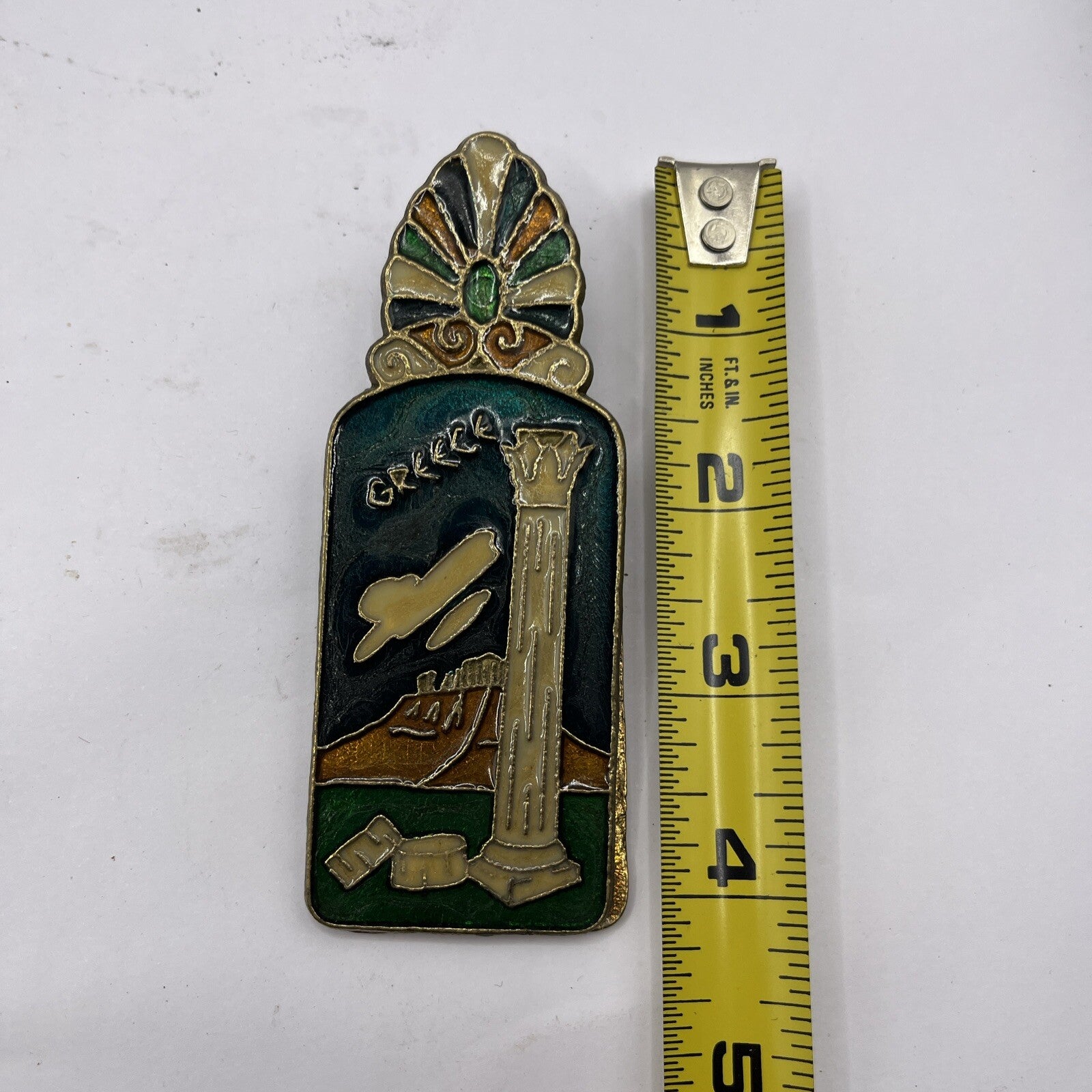 Greek cloisonne double sided brass paper clip