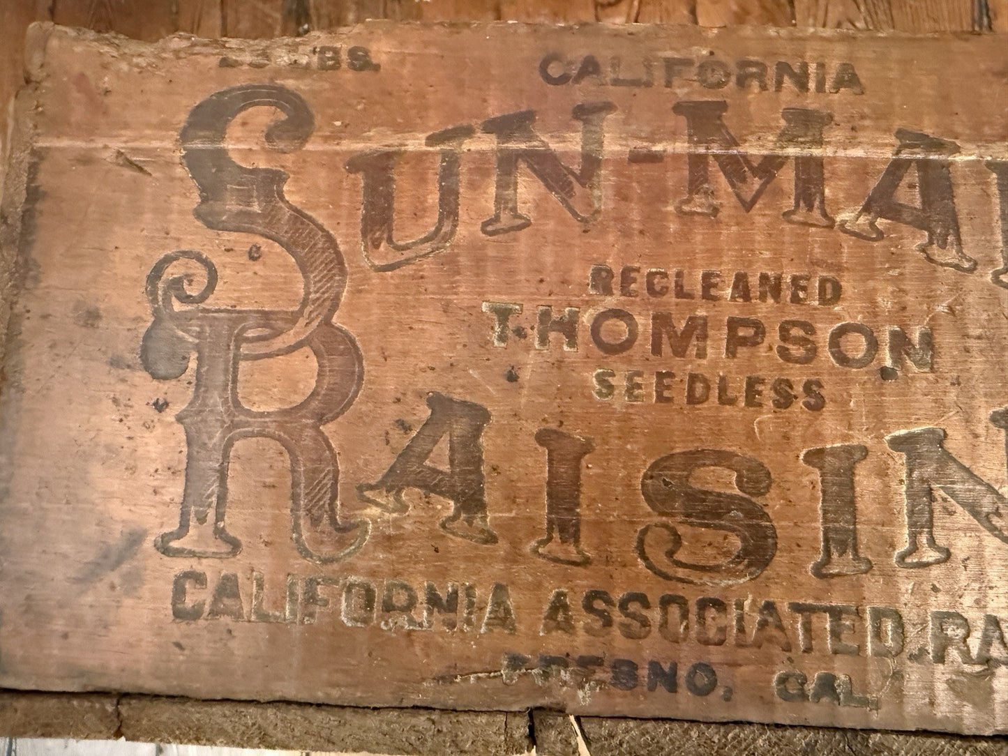 RARE Vintage Wood Crate Special Sun-Maid Raisin Growers Assoc Fresno California