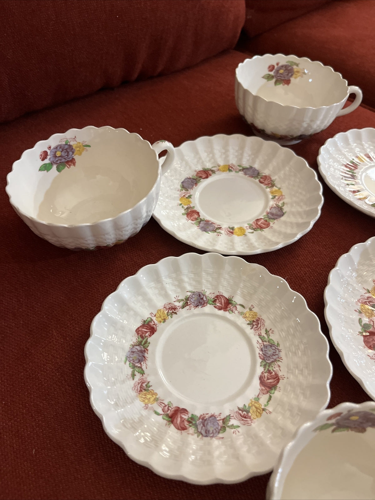 Copeland Spode Rose Briar set of  4 Cup & Saucer Sets   2 1/8"
