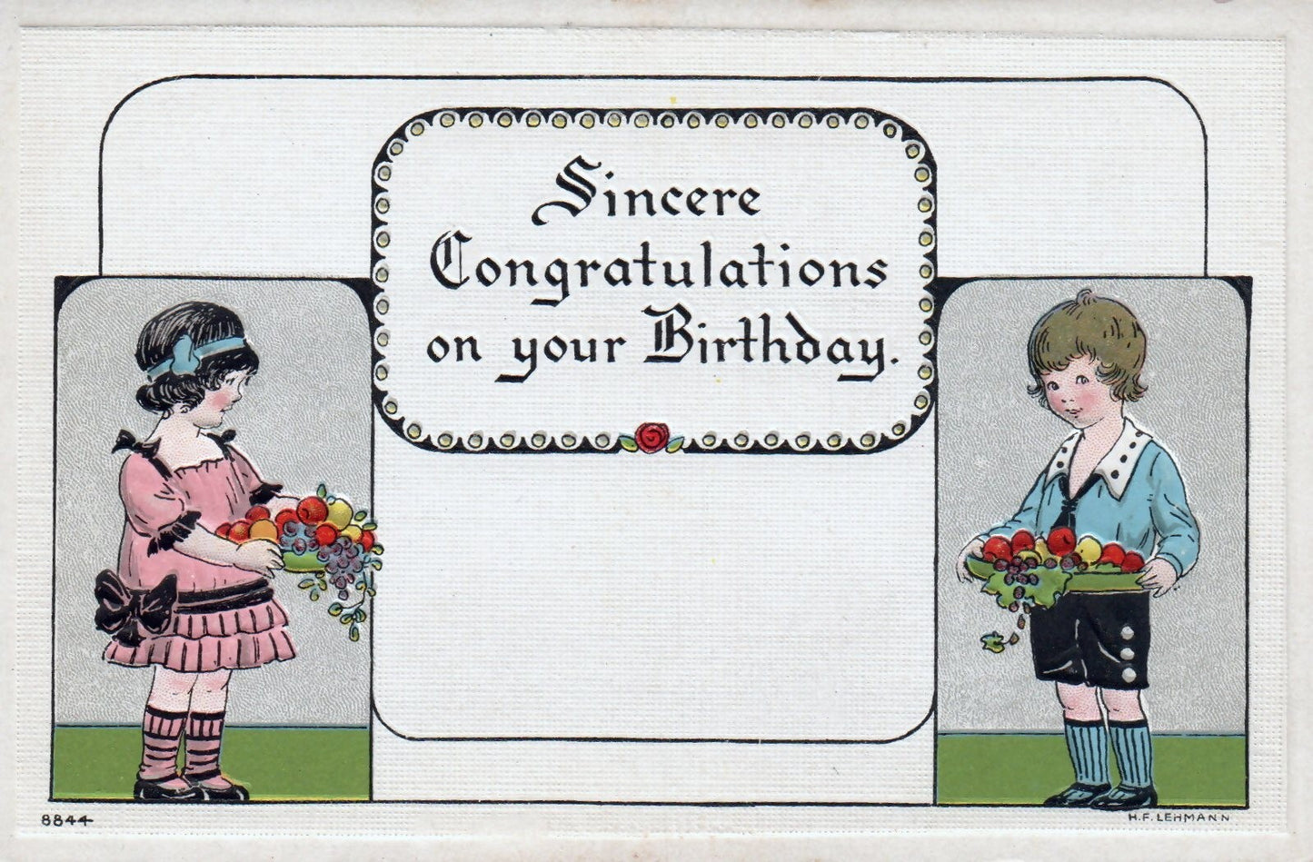 S. Bergman Series No. 8844 Sincere Congratulations on Your Birthday Vtg Postcard