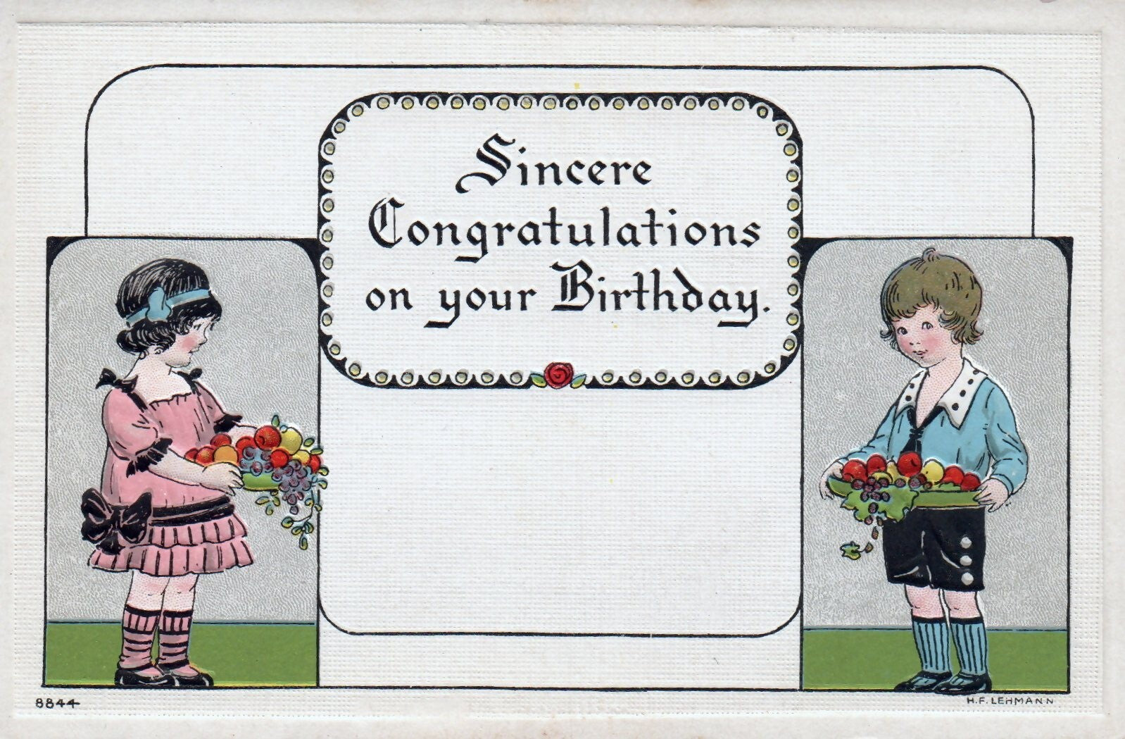 S. Bergman Series No. 8844 Sincere Congratulations on Your Birthday Vtg Postcard