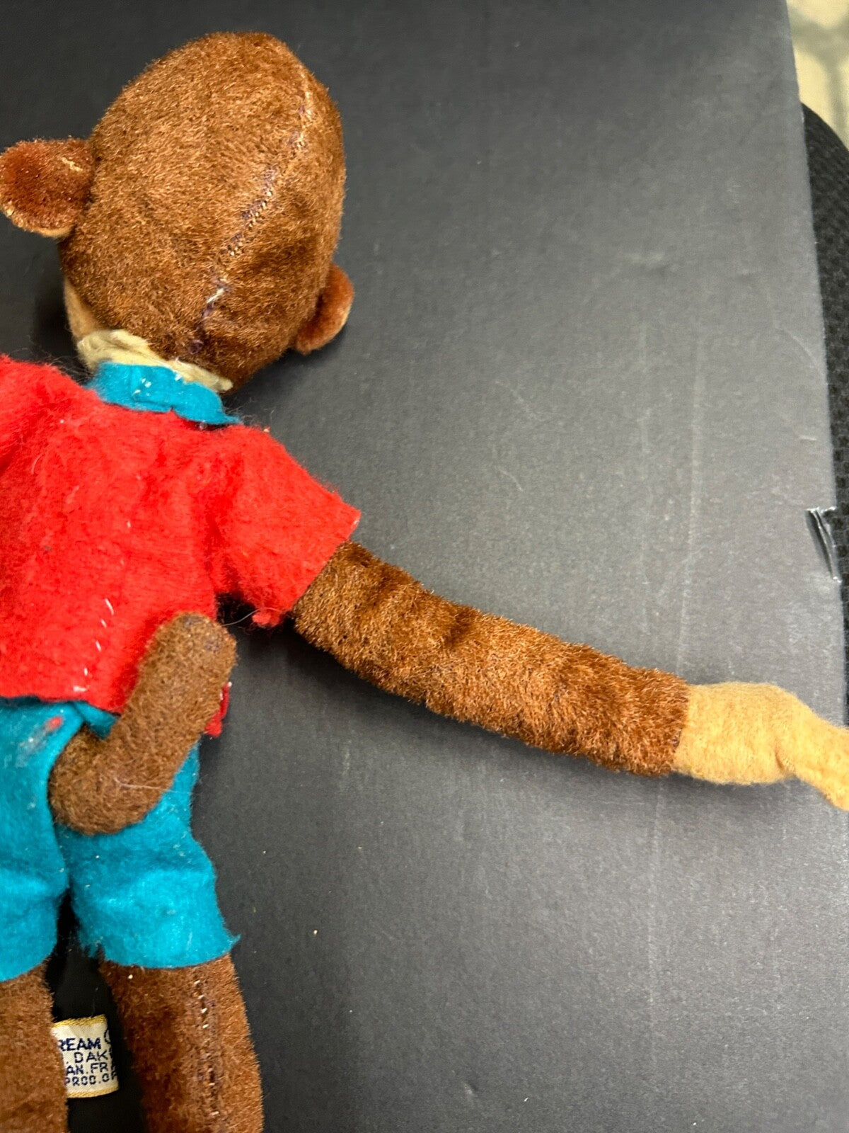 Vintage Dream Pets R Dakin Brown Plush MONKEY Toy Red Shirt Blue Pants Japan