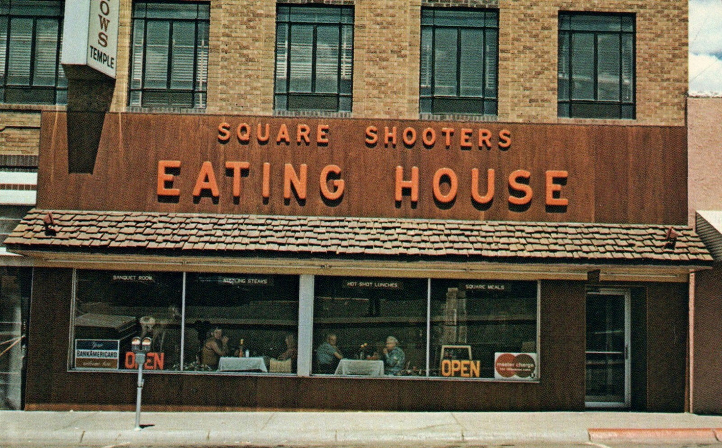 Square Shooters Eating House Downtown Rawlins Wyoming WY Restaurant Postcard