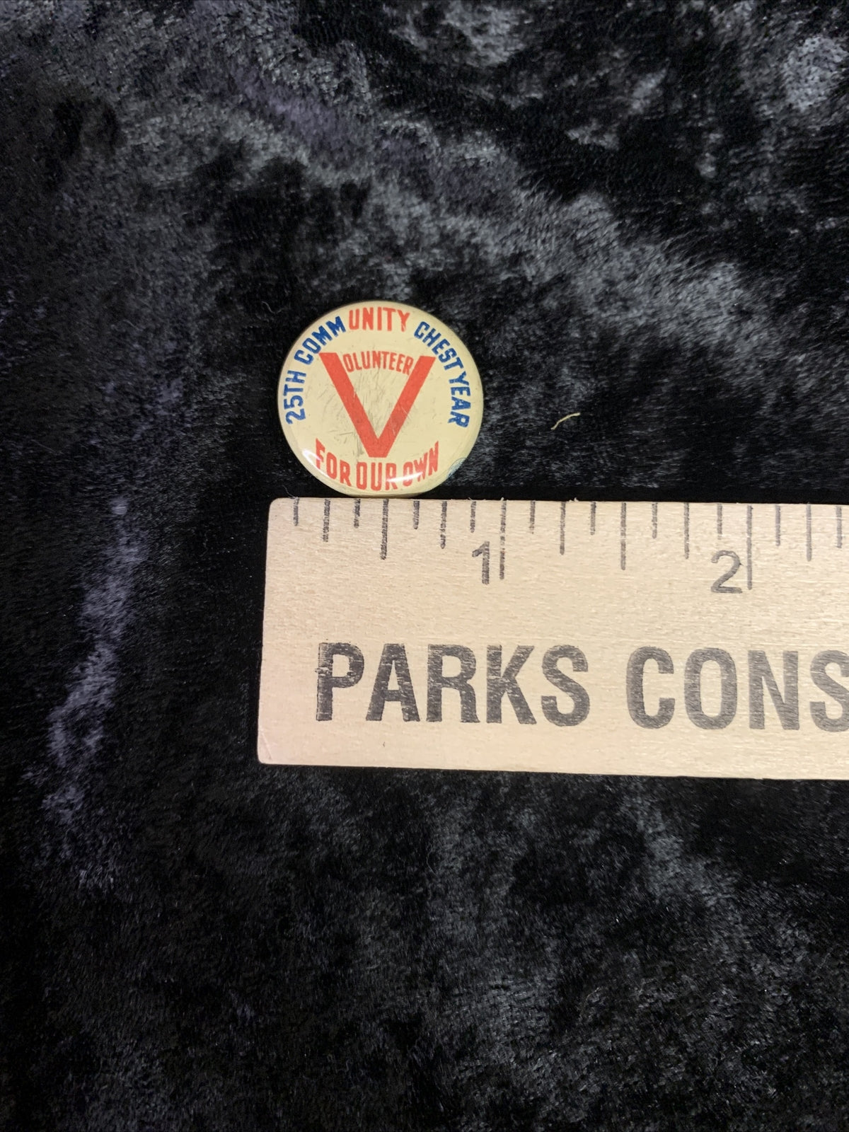 Lot of 3 1940s WWII Volunteer 25th Community Chest Year For Our Own 1" Pinback