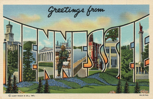 Large Letter Tennessee TN  Postcard
