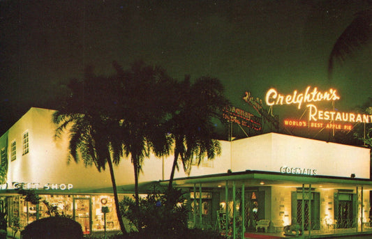 Creightons Restaurant Fort Lauderdale Florida FL Nighttime View Postcard