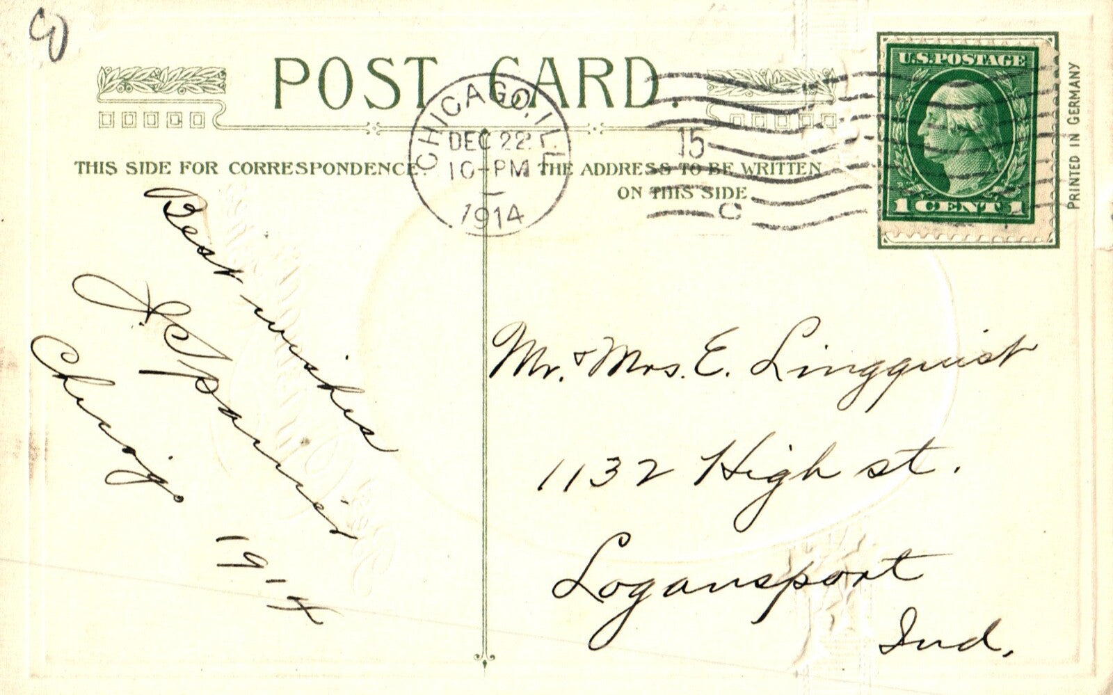 John Winsch Best Christmas Wishes Deer in Snowy Forest Vintage Postcard