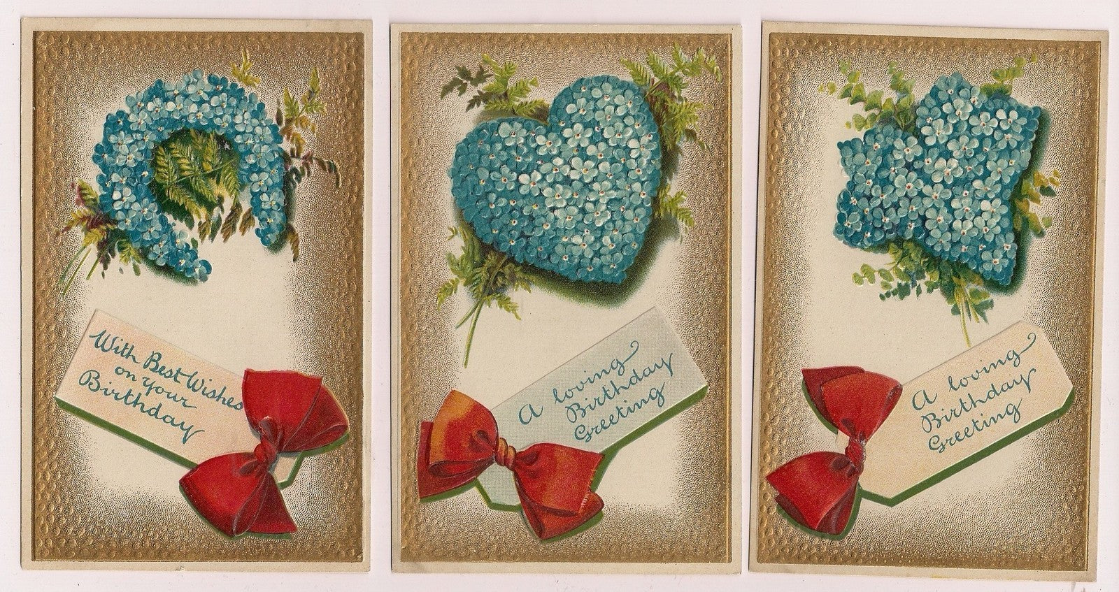 Set of 3 BB London Series No 13 Forget me Not  Floral Flowers Postcard