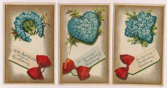 Set of 3 BB London Series No 13 Forget me Not  Floral Flowers Postcard