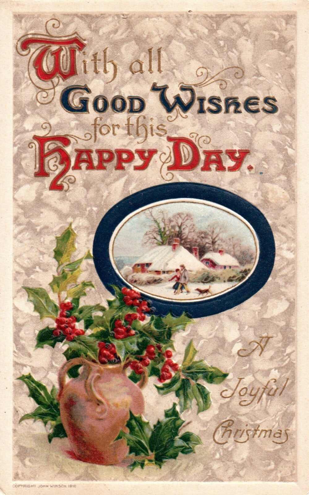 John Winsch With All Good Wishes for This Happy Day Vintage Postcard