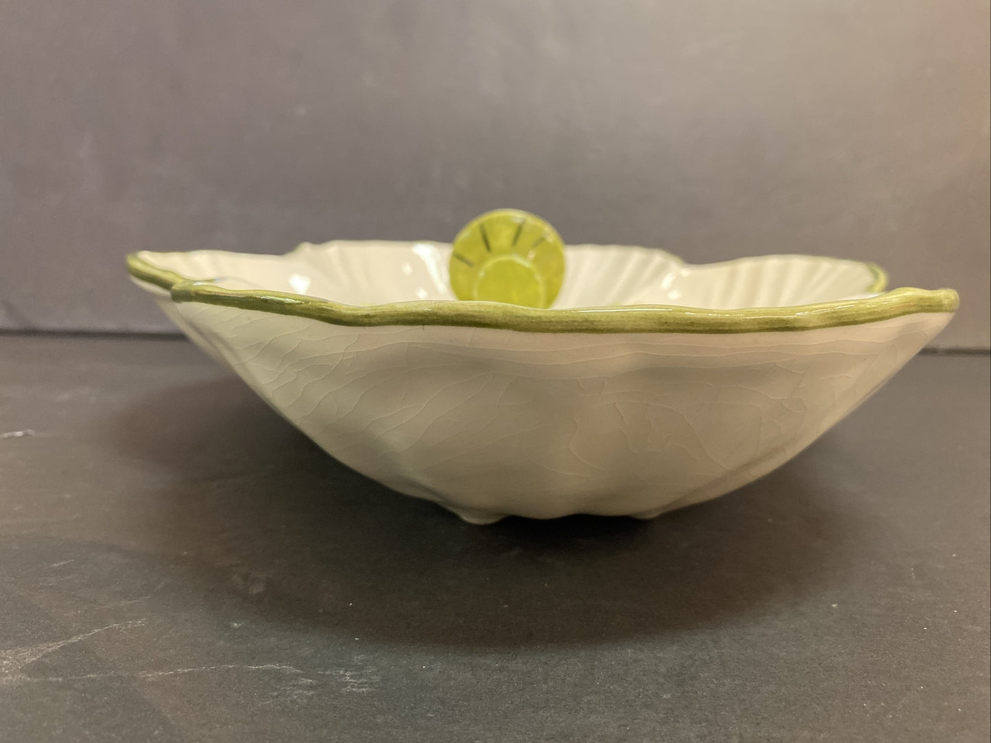 Vintage Los Angeles Potteries Mushroom Divided Serving Bowl #960 California USA