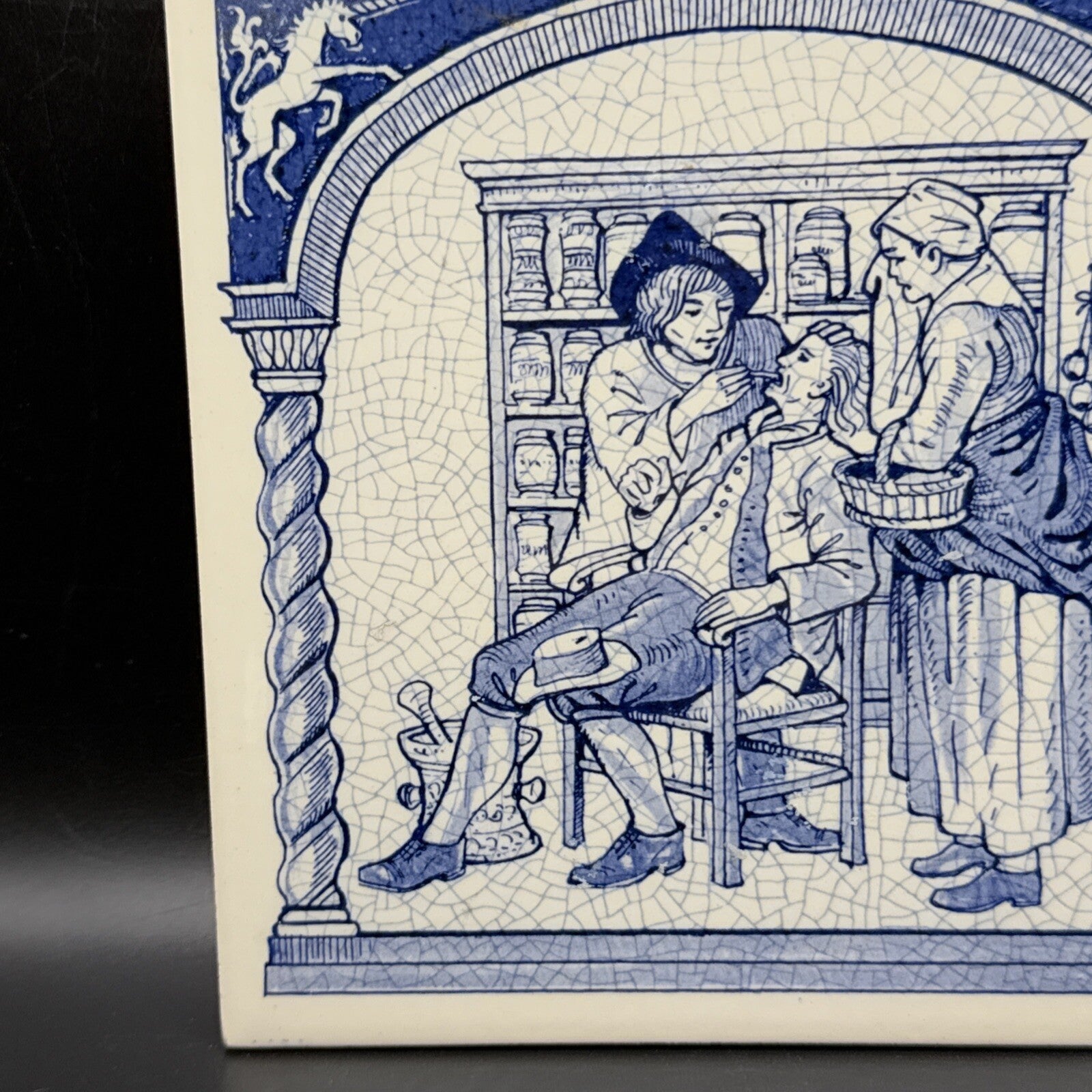 Delft Tile Schoonhaven Holland Vintage Tile Delft Blue White Pharmacy Drug. #5