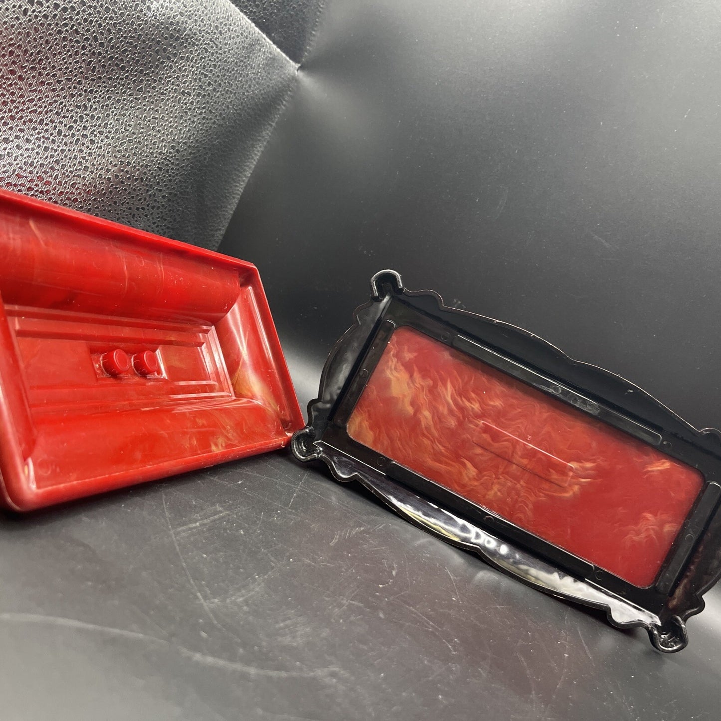 1940s Vintage Asian Red Dragon Celluloid Trinket Jewelry Box 