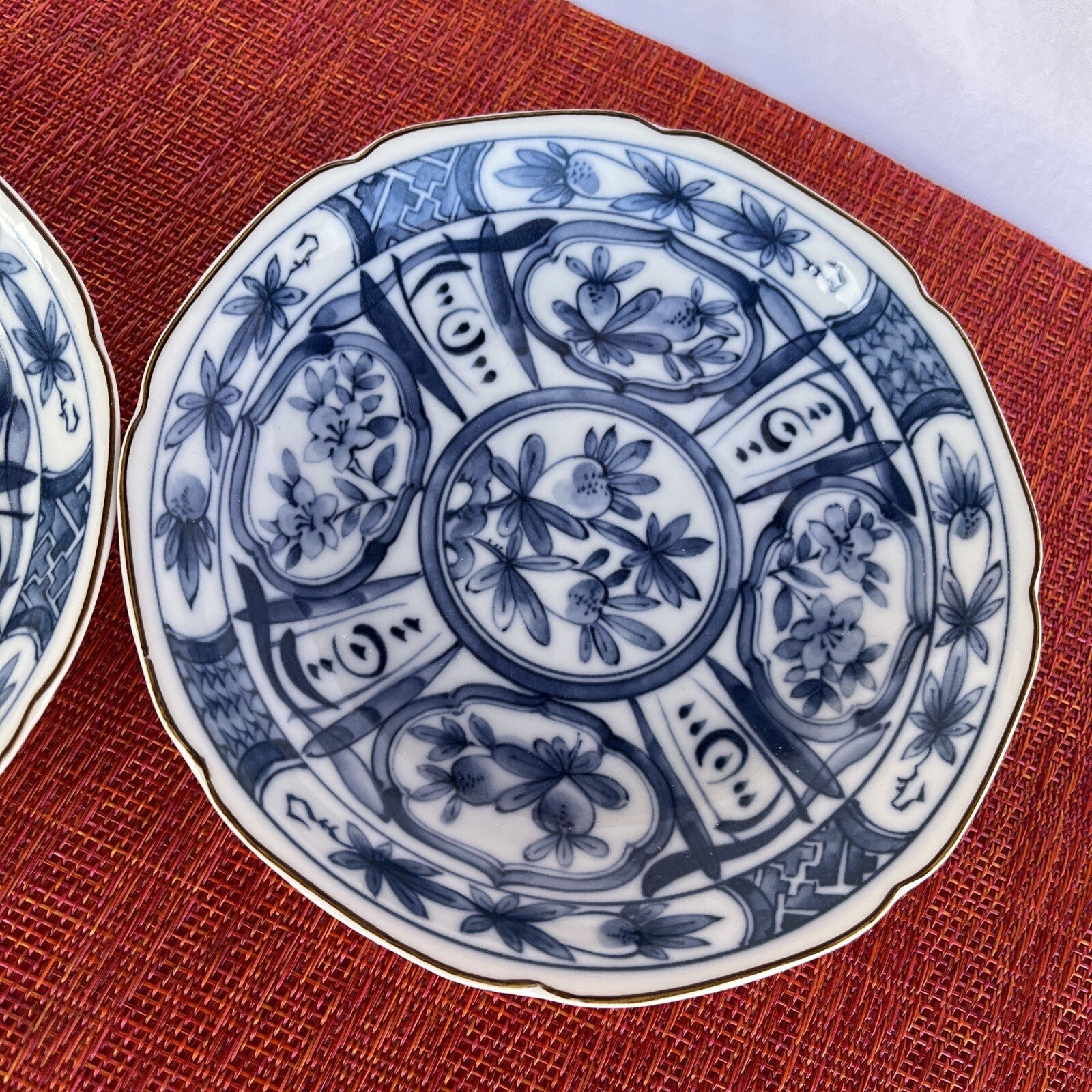 6 3/8” Rd. Blue and White Porcelain Takahash(2) San Francisco Bowl Fruit Floral