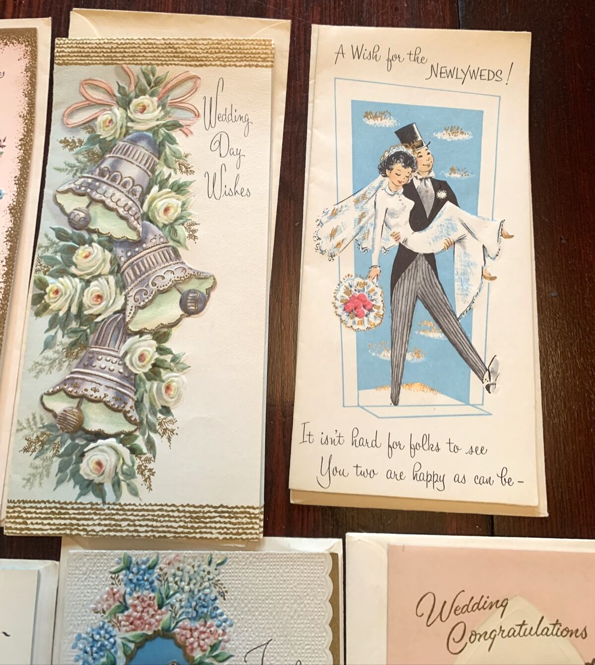Lot of 8 Vintage Wedding Greeting Cards