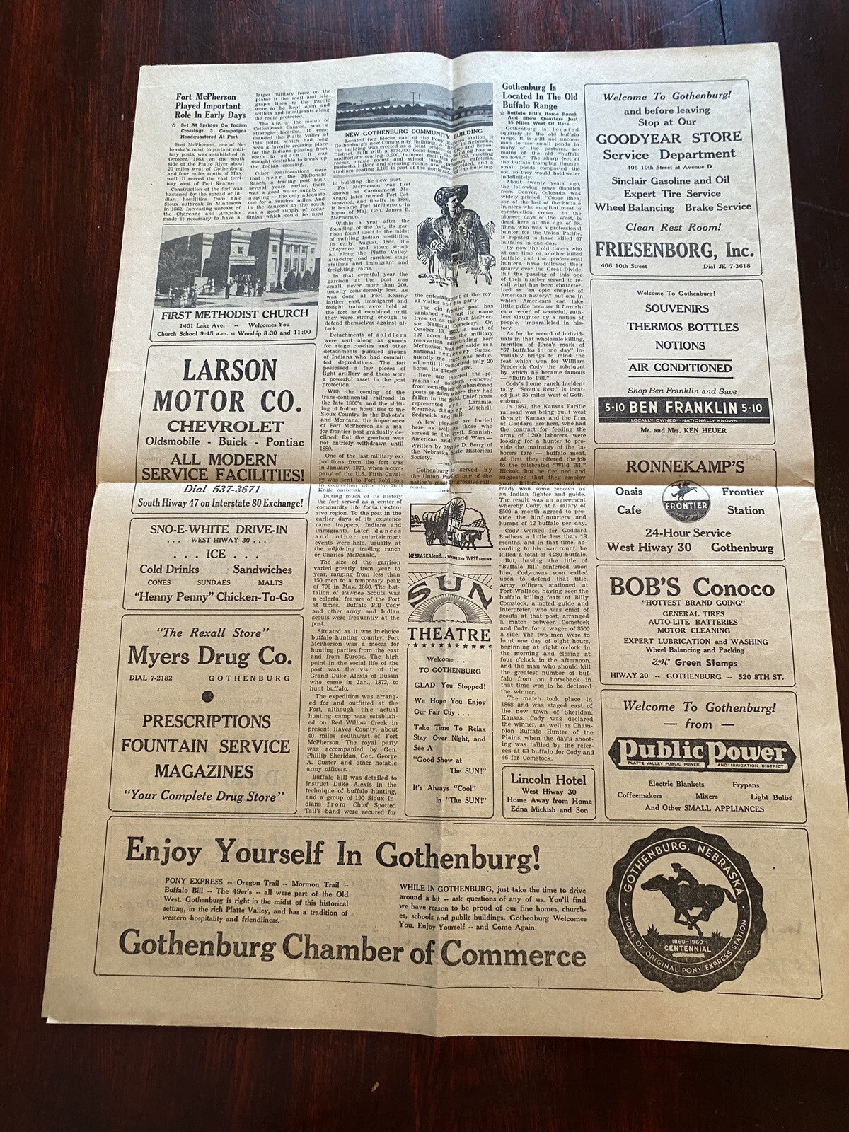 1960 Souvenir Edition Pony Express Times Gothenburg Nebraska NE Advertising