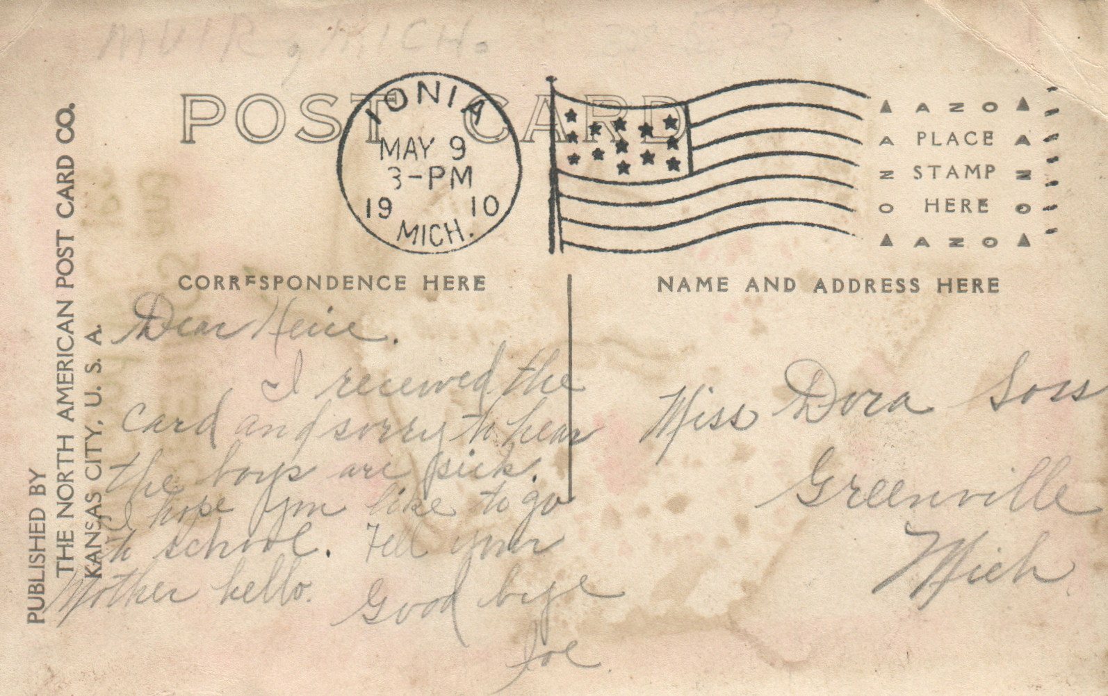 1910 Real Photo Main Street Muir Michigan MI Postcard B No 14