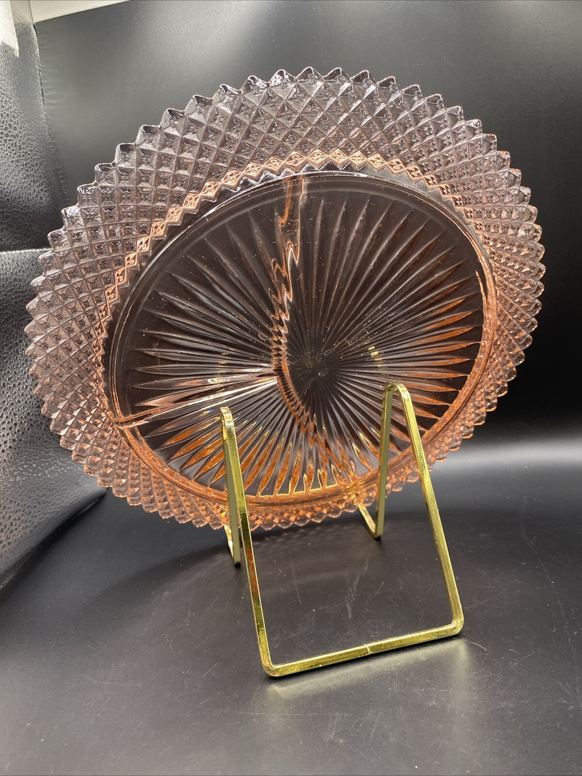 Vintage Anchor Hockin MISS AMERICA PINK DEPRESSION GLASS DIVIDED GRILL PLATE 10"