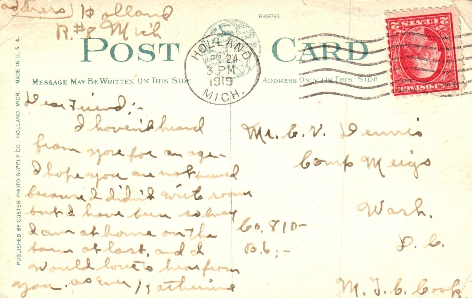 Dock at Ottawa Beach in Ottawa Beach Mich Michigan Postcard