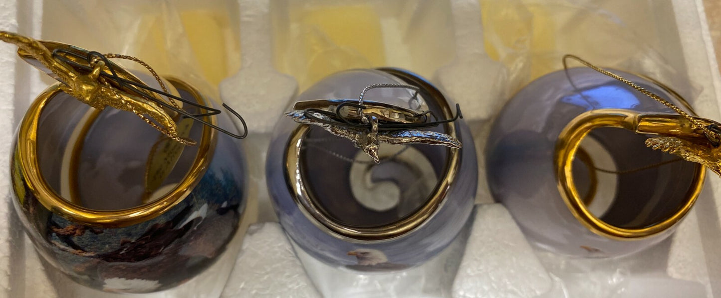 Eagles Wings Heirloom Porcelain Ornament Collection of 3 